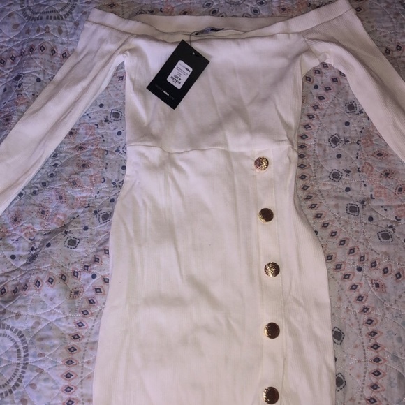 Fashion Nova Off Shoulder Mini White Dress - Picture 2 of 5